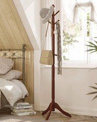 Solid Wood Coat Tree Freestanding Coat Rack Stand 10 Hooks Entryway Hats Bags