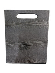 Silver Vegan Leather Snakeskin Magazine Holder Handles Storage Bin