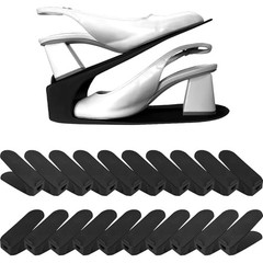 Black Shoe Slot Organizer—20—Space-Saving Stackers—One-Piece—20