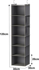 Contemporary Grey Hanging Closet Organizer with 6 Shelves & Portable Design