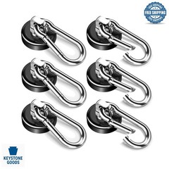 Heavy Duty Magnetic Hooks with Swivel Carabiner – 6 Pack, 70LBS Capacity