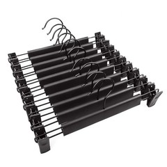 10 Pack Pants Hangers with Adjustable Non-Slip Clips Anti-Rust Hanging Black