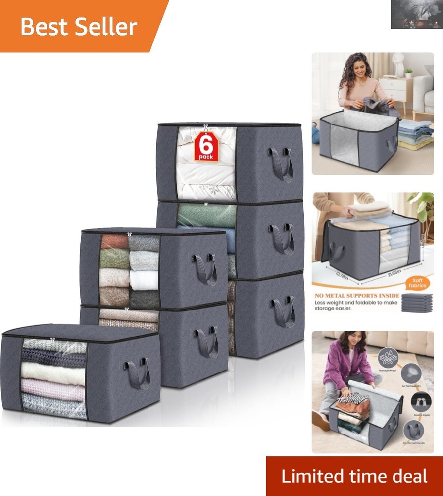 Versatile 6 Count Storage Bags with Zipper Closure for Home & Dorm Organization