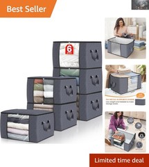 Versatile 6 Count Storage Bags with Zipper Closure for Home & Dorm Organization