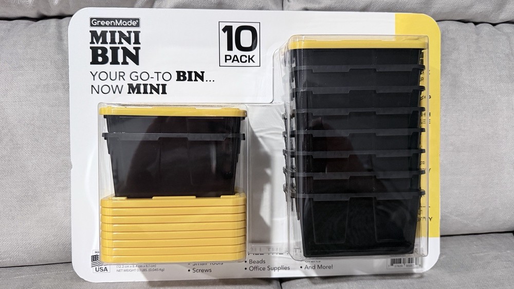 Mini Bin 10 Pack – Stackable Storage Bins with Lids for Organizing By Greenmade