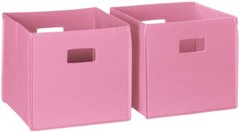 RiverRidge Home Folding Cubes Bins Shelf Storage Pink Set of 2 10.5″x10.5″x10″