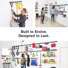 Garage Storage Utility Hooks 7 Piece Black All in One Rail Hook Kit