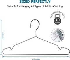 Fayleeko Wire Hangers, Strong & Heavy Duty, Stainless Steel, 17.7 Inch, 10 Pack
