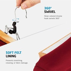 High-Grade Wooden Pants Hangers with Clips Non Slip Slack Skirt Hangers, 10 Pack