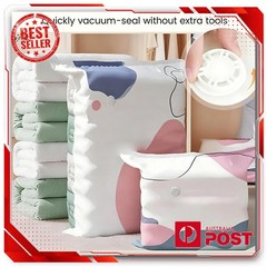 No-Pump Vacuum Storage Bags – Press & Seal Space Saving Compression – Reusable