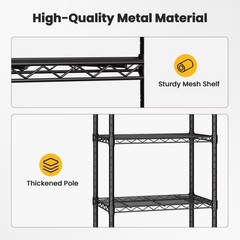 4 Tier Heavy Duty Adjustable Wire Shelving with Wheels,23″D x 13″W x 48″H