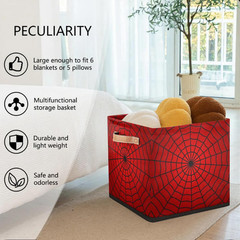 Red Spider Web Storage Cubes – Collapsible Baskets for Kids Toys & Decor