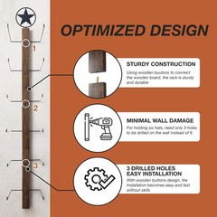 P-ALADIN Cowboy Hat Holder, Rack for 16 x 9.3 x 3 inches, Walnut