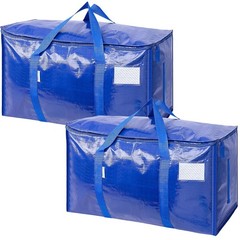 Extra Large Heavy Duty Moving Storage Bags with Handles 2 Pack Blue