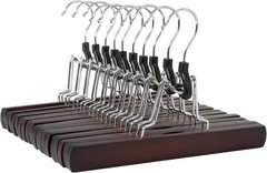 Wooden Pants Hangers Closet Organizer, Cherry, 10-Pack