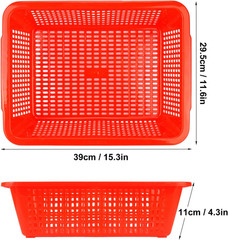 10 Red Plastic Storage Baskets for Home, Office, Classroom & Shop – 10 Pack