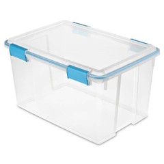 Sterilite 54-Qt Clear Plastic Stackable Storage Bin w/ Gasket Latch Lid, 16 Pack