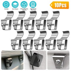 10 PCS Stainless Steel Vinyl Side Clip Hooks Hanging For Security Camera Holder