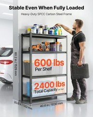 Storage Shelves, 4-Tier Adjustable, 2400 lbs Capacity, Heavy Duty Garage Stor…