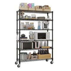 Heavy Duty 6 Tiers Storage Shelves Metal Shelf Wire Shelving Unit with Wheels