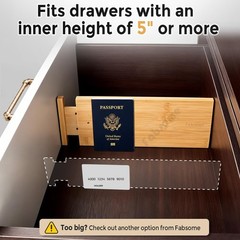 Adjustable Bamboo Drawer Dividers 6 Pack – 4.65” High Organizers for Clothing &