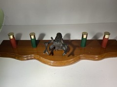VTG Folk Art Shotgun Shells Deer Head Antlers Wall Mount Coat Jacket Wood Rack