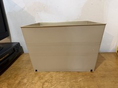 Vintage 2007 Home Solutions Small Stacking Bin Tan Plastic 13.5”x11”x9.25” Homz