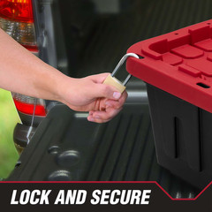 (4Pack)Hyper Tough 27 Gallon Storage Bin Snap Lid Black Red Heavy Duty Container
