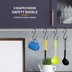 12 PCS S Hooks for Hanging with Safety Buckle, 3.5 Inch Heavy Duty Metal S Shape