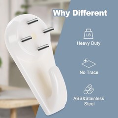50 PCS Wall Hooks for Concrete & Wood – Traceless Easy Install, 25 LBS Capacity