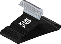 Quality Non-Slip Metal Hangers 50 Pack – Slim Space Saving for Closet | Rubber C