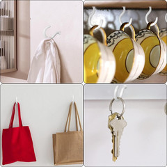 90 Pcs White Ceiling Hooks Kit 6 Sizes Vinyl Coated Screw-In Plant, Kitchen, Cup