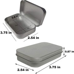 Hulless Small Hinged Tin Box Metal Tins 3.8” X 2.6” (6 Count), Silver