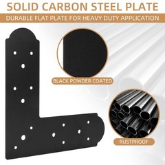 10×10 Inch Black L Shape Steel Flat Bracket Fixing Mending Plate 2 PCS