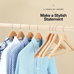 30 Pack Natural Solid Wood Clothes Hangers