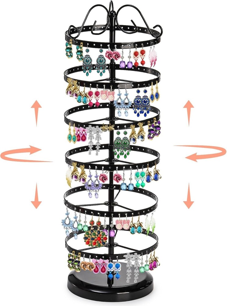 DEAYOU 264 Hooks Metal Rotating Keychain Holder Display Stand,6 Tier Jewelry