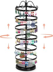 DEAYOU 264 Hooks Metal Rotating Keychain Holder Display Stand,6 Tier Jewelry