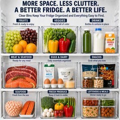 MOONEDGE 4 Pack Clear Plastic Storage Bins 11x8x6in Containers 4