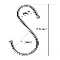 24 Pcs One-piece Molded Anti-Slip Hook, 3.9 Inch Metal S Shaped Hook Heavy Du…