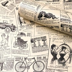 Self-Adhesive Vintage Newspapaer Wall Paper Drawer 17.7″W x 117″L, Beige