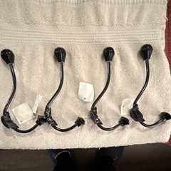 Set of 4 Black Wall Mounted Coat Hooks Glossy Finish Traditional Style