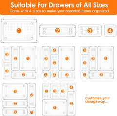 25Pcs Clear Plastic Drawer Organizers Set
