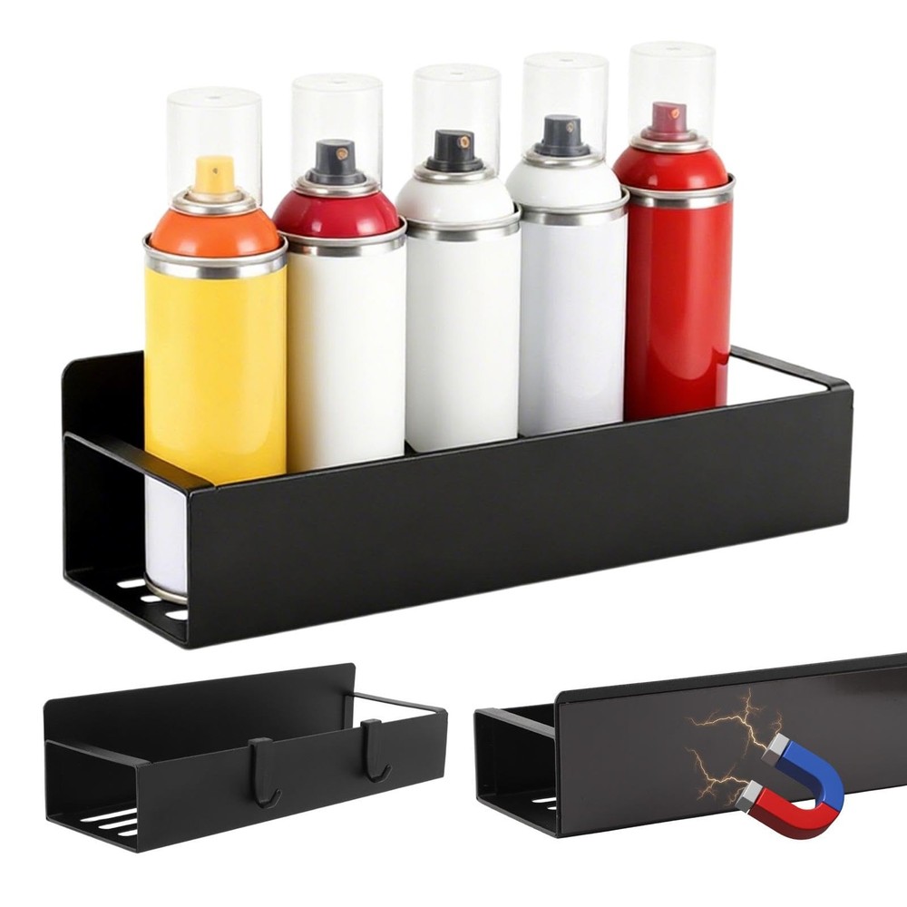 2 Pcs Wall Mount Spray Can Organizer Rack for Garage, Home, Tool Box Storage