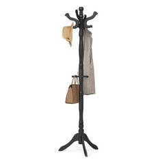 Wooden Coat Rack with 11 Hooks | Free Standing Hall Tree for Hats and Coats