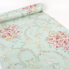 Vintage Floral Self Adhesive Wall Paper Shelf Liner 17.7″W x 100″L, Green