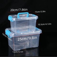New 2pcs Large Plastic Storage Box Transparent Multifunctional Storage Box