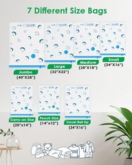 Travel Compression Bags, 25 Pack Vacuum Storage Bags, Vacuum Seal Bags