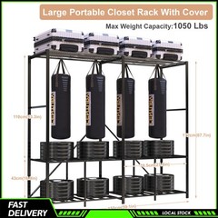 59in Heavy Duty Closet Organizer Syste Freestanding Clothing Racks Clothes Rack