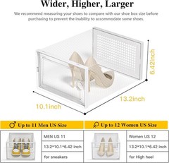 X-Large Shoe Storage Boxes Organizers Clear Plastic Stackable 12 Pack, Shoe Rack