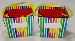 Cardboard Baskets / Buckets Container Box Multicolor Glossy Set of 2 – STRIPES